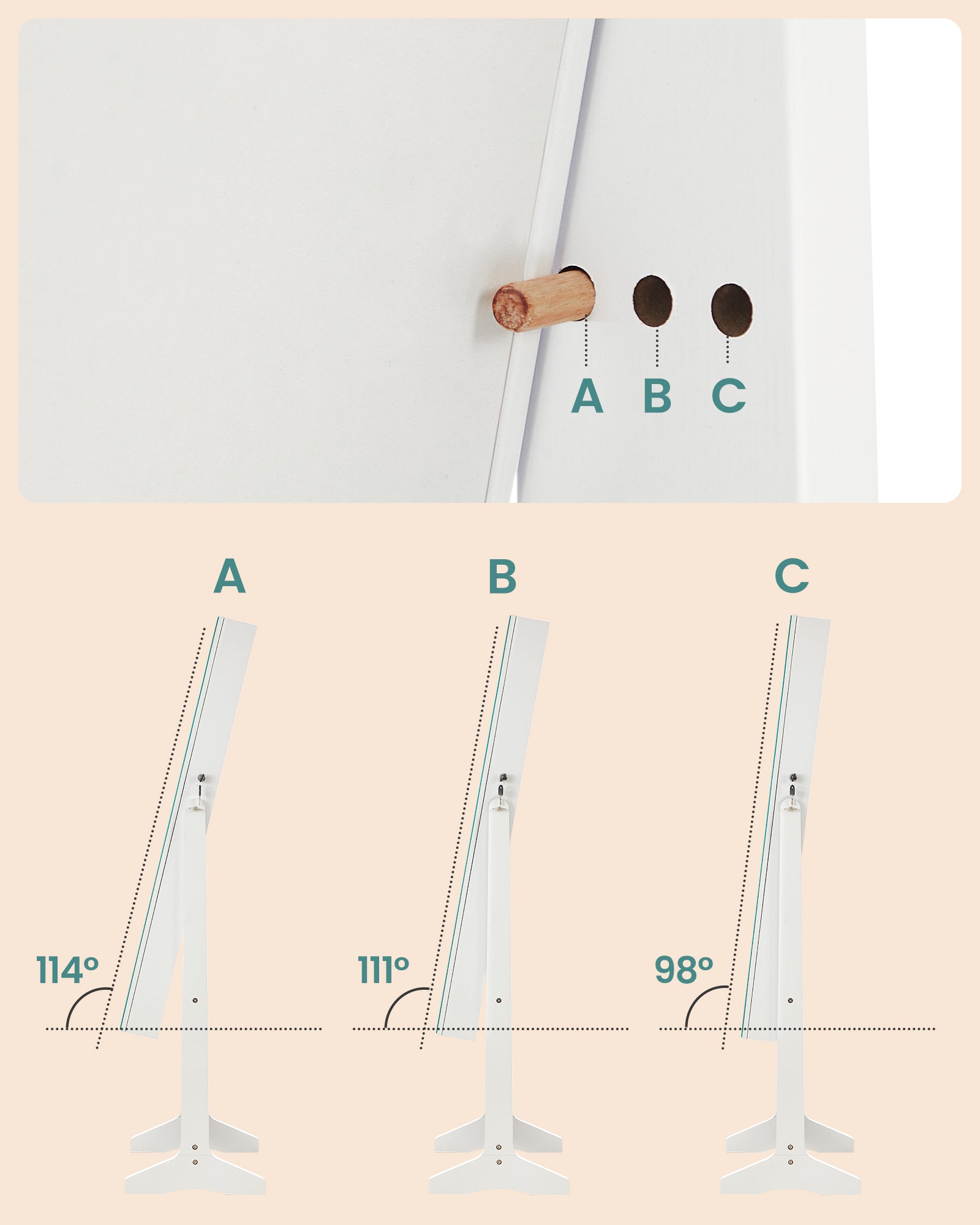 Specchio Portagioie, Armadio portagioie, con Specchio, Porta Gioielli, Portagioie Grande, Bianca, SONGMICS, 9