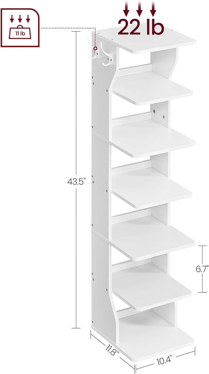 Scarpiera Stretta, Scaffale Portascarpe a 6 Livelli, Sottile e Salvaspazio, per Corridoio, Bianco, VASAGLE, 4