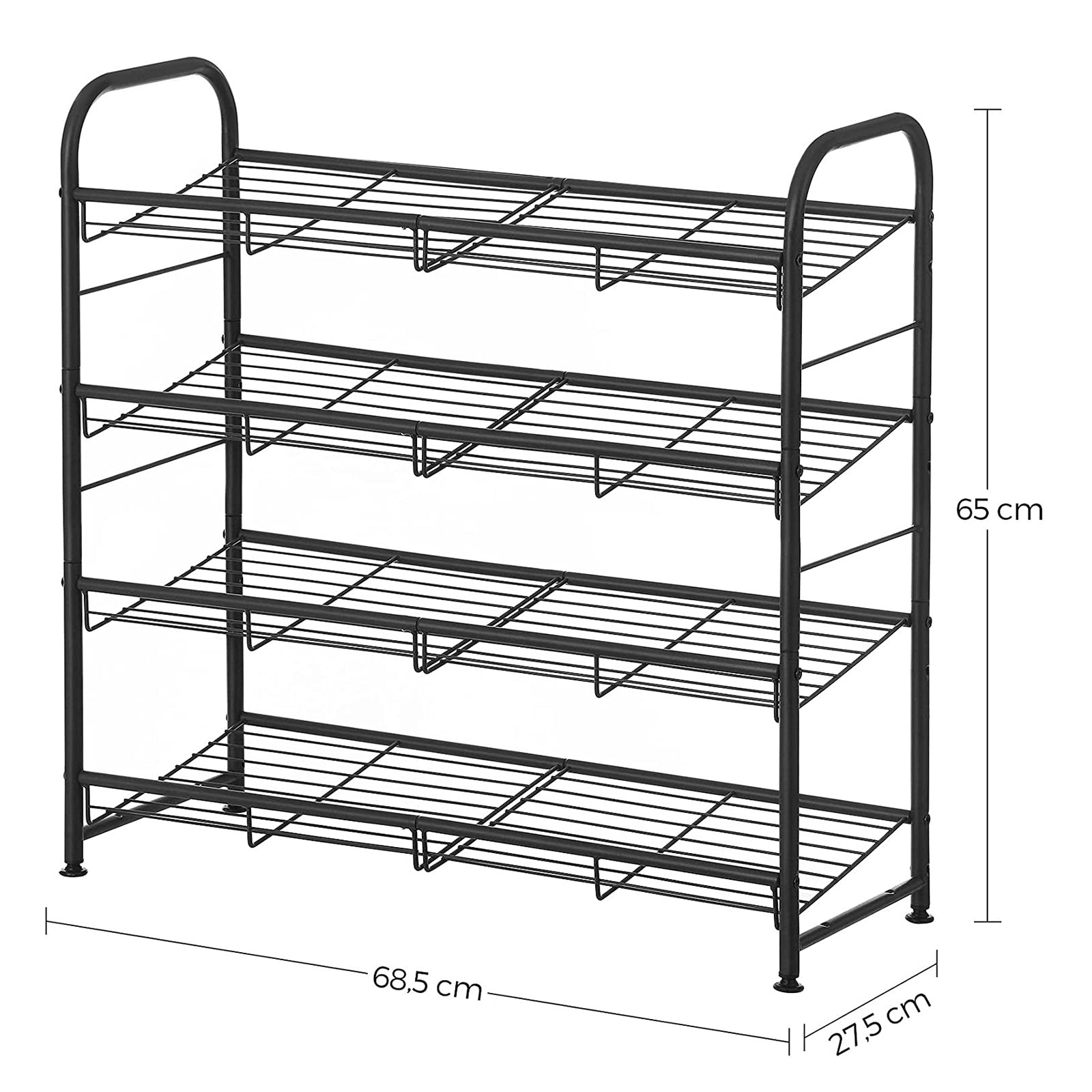 Scarpiera, 4 Ripiani, Scarpiera Salvaspazio, Scarpiera ingresso, Portascarpe, fino a 16 Paia, Acciaio Nero, SONGMICS, 8