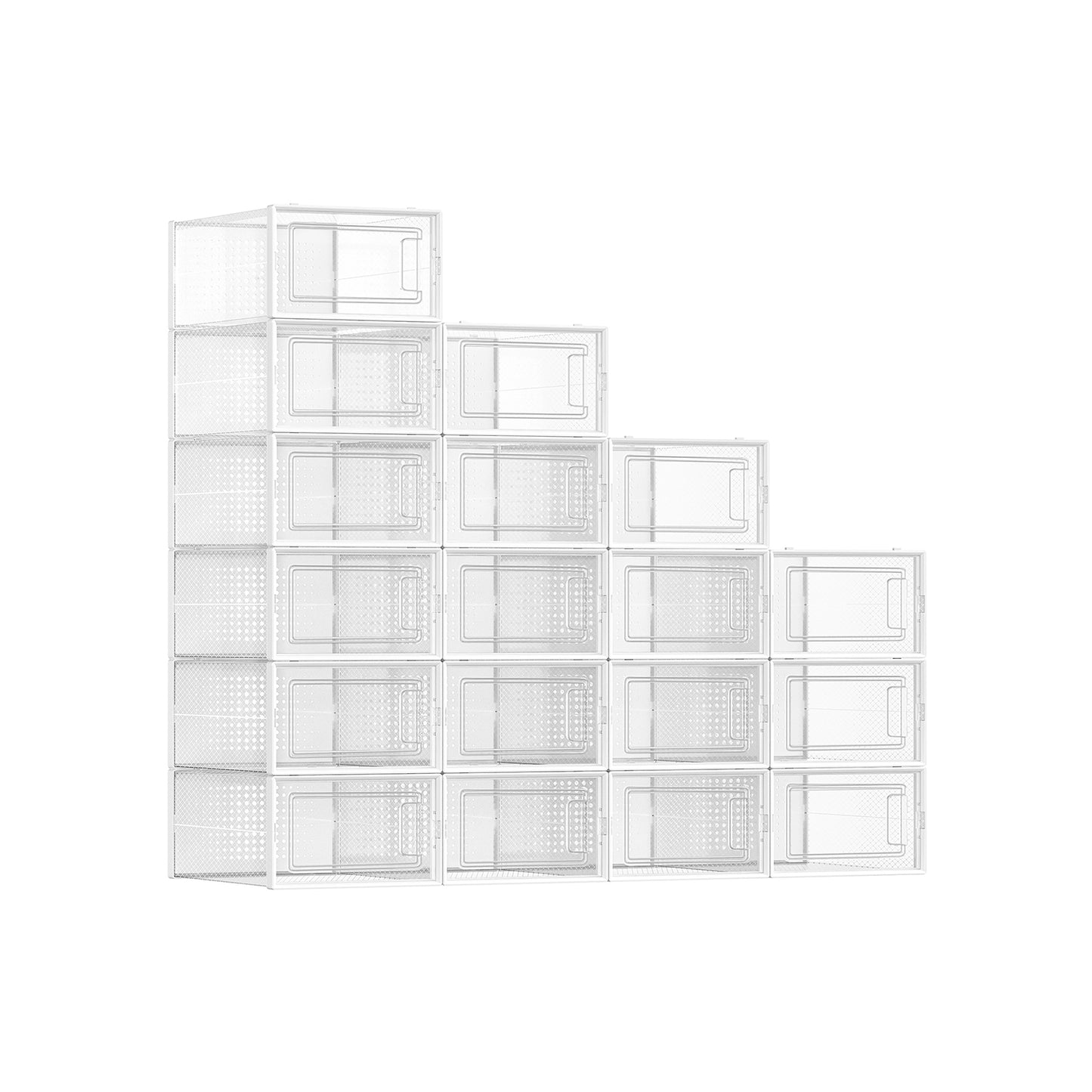 Scatole per Scarpe, Pacco da 18, Organizer Scarpe, Contenitori per Scarpe, Fino a Taglia 44, Trasparente Bianco, SONGMICS, 2