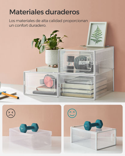 Scatole per Scarpe, Pacco da 18, Organizer Scarpe, Contenitori per Scarpe, Fino a Taglia 44, Trasparente Bianco, SONGMICS, 5