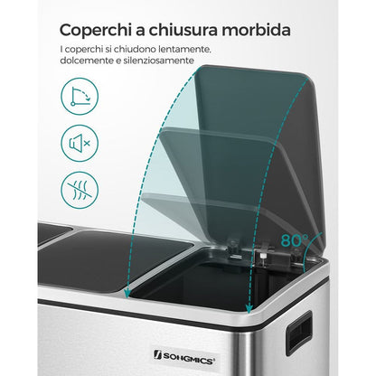 Songmics, pattumiera a triplo secchio, 1