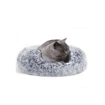 Letto per cani, Forma di ciambella, Morbido lettino per animali, copertura rimovibile, Lavabile, Grigio, Feandrea, 4