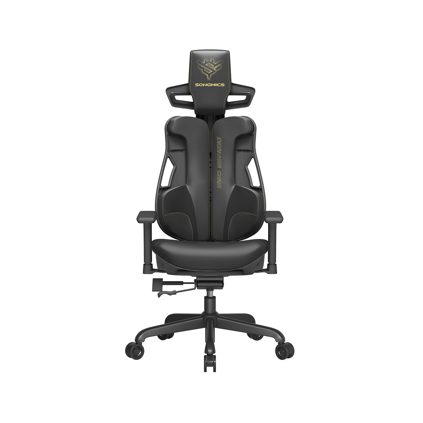 Poltrona Gaming, Sedia da Gaming, Sedia Ufficio Ergonomica, Sedia da Scrivania, Poggiatesta regolabile, Nero, Songmics, 1