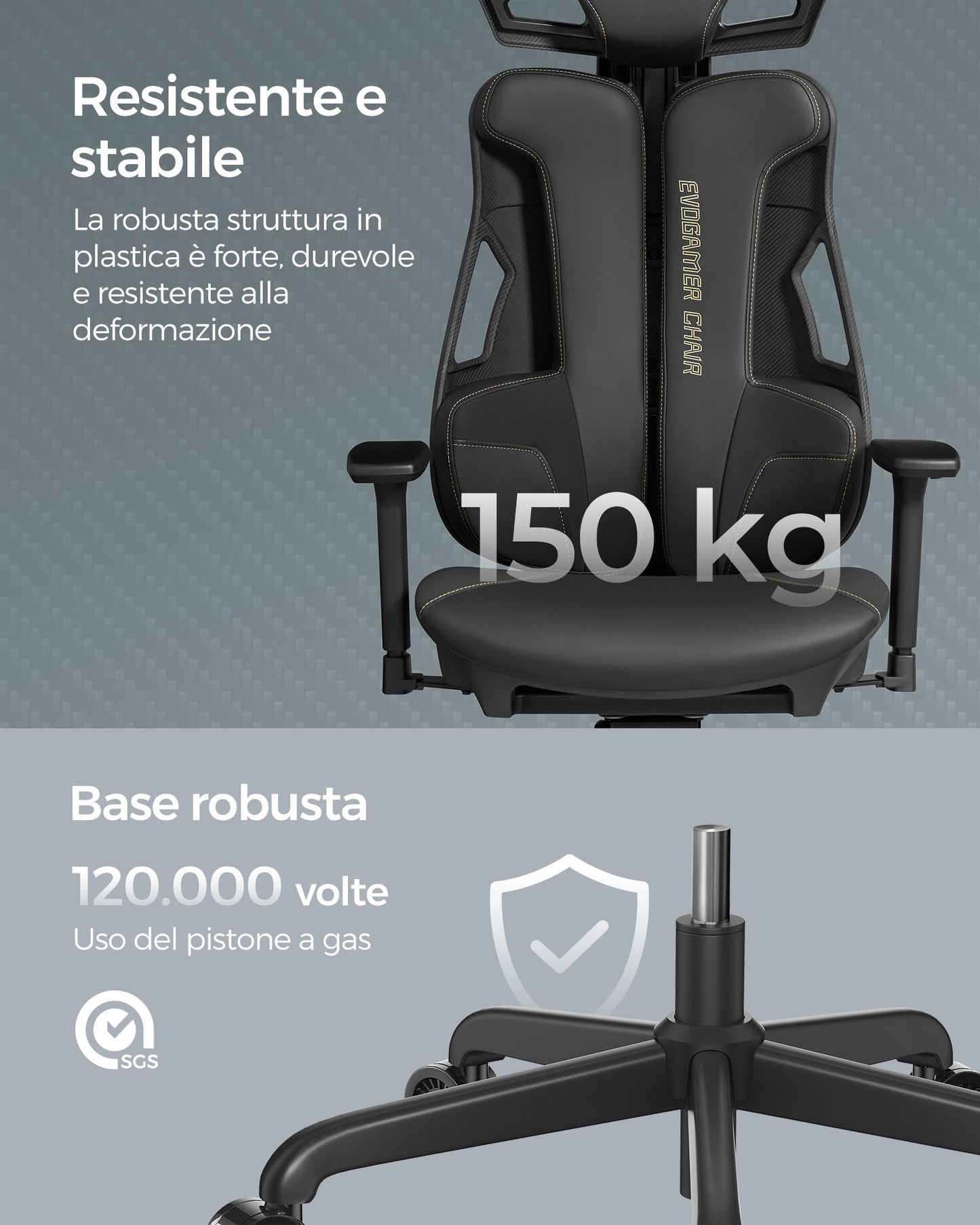 Poltrona Gaming, Sedia da Gaming, Sedia Ufficio Ergonomica, Sedia da Scrivania, Poggiatesta regolabile, Nero, Songmics, 8