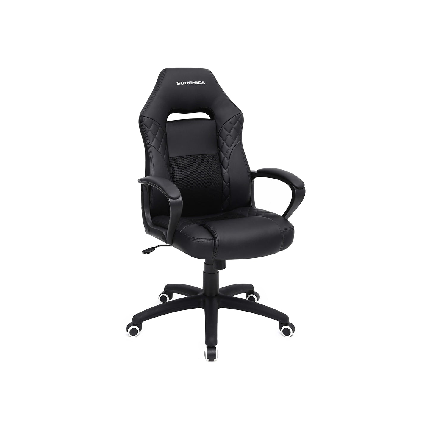 Sedia da Gaming, Poltrona Gaming, Sedia Ufficio Ergonomica, Schienale Alto, Supporto Lombare Regolabile, Nero, Songmics, 1