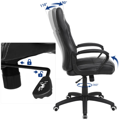 Sedia da Gaming, Poltrona Gaming, Sedia Ufficio Ergonomica, Schienale Alto, Supporto Lombare Regolabile, Nero, Songmics, 6