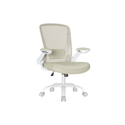 Sedia da Scrivania, Sedia Ufficio Ergonomica, Sedia Girevole, Supporto Lombare, Oscillante, Seduta 53cm, Beige, Songmics, 1