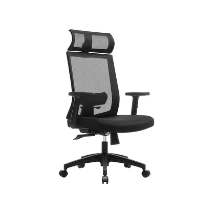 Sedia da Scrivania, Sedia Ufficio Ergonomica, Schienale Alto, Sedia Girevole, Schienale Regolabile, Supporto Lombare, Nero, Songmics, 1