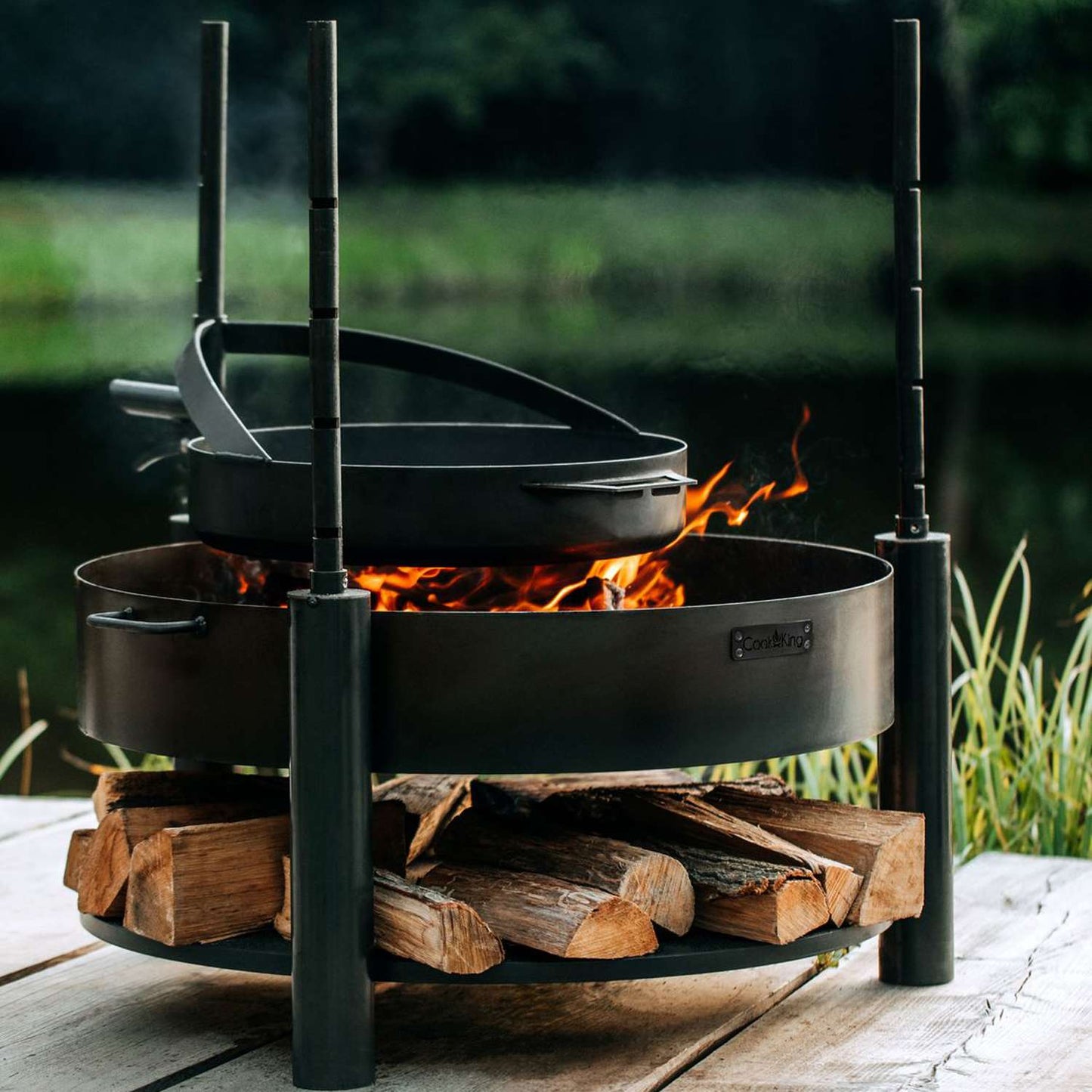 Padella con Manico per Ciotola Fuoco MONTANA X, Acciaio Naturale | Dia. 50 cm, Cook King - FATTO A MANO, 1
