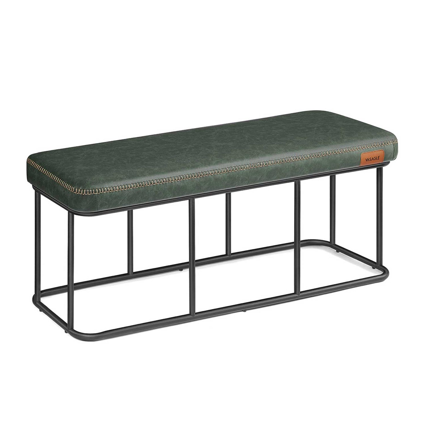 Panca, Seduta, Panchina letto, Panca da Ingresso, PU con Cuciture, Struttura in acciaio, Portata 300 kg, Verde, Vasagle