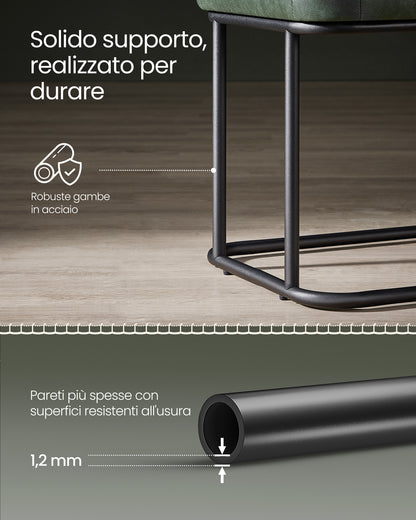 Panca, Seduta, Panchina letto, Panca da Ingresso, PU con Cuciture, Struttura in acciaio, Portata 300 kg, Verde, Vasagle, 4