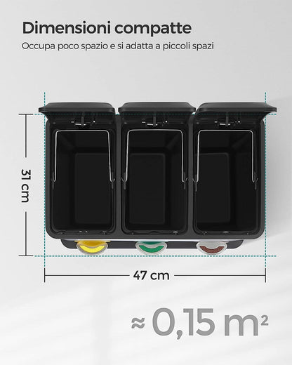 Pattumiera, Pattumiera con pedale, Dimensioni compatte, Songmics