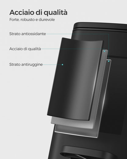 Pattumiera da cucina, Pattumiera da bagno, con coperchio, 8 litri, per piccoli spazi, chiusura ammortizzata, Songmics, 4