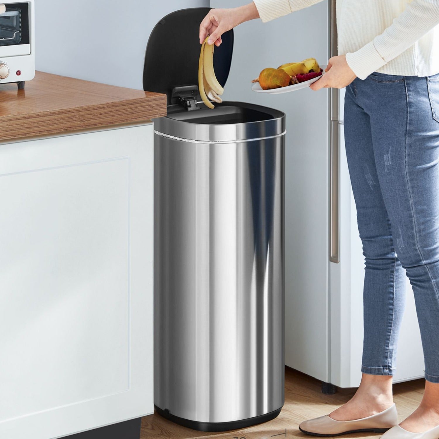 Pattumiera, Pattumiera da cucina, Pattumiera differenziata, 50 l, Sensore automatico, indicatore luminoso, Songmics, 1