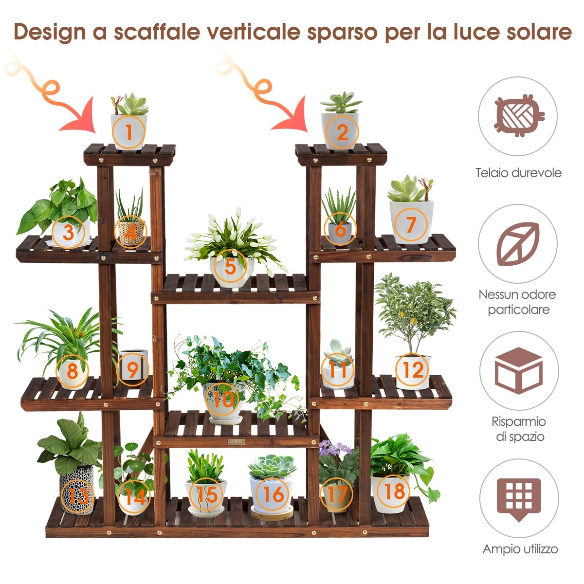 Piedistallo per Piante, Porta Piante da Interno, Porta Piante da Esterno, Porta Piante, Supporto per Piante, Costway, 7