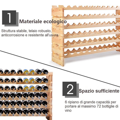 Porta bottiglie Vino, Porta Bottiglie, Porta Vino, Portabottiglie da Terra, Portabottiglie da Tavolo, Costway, 5