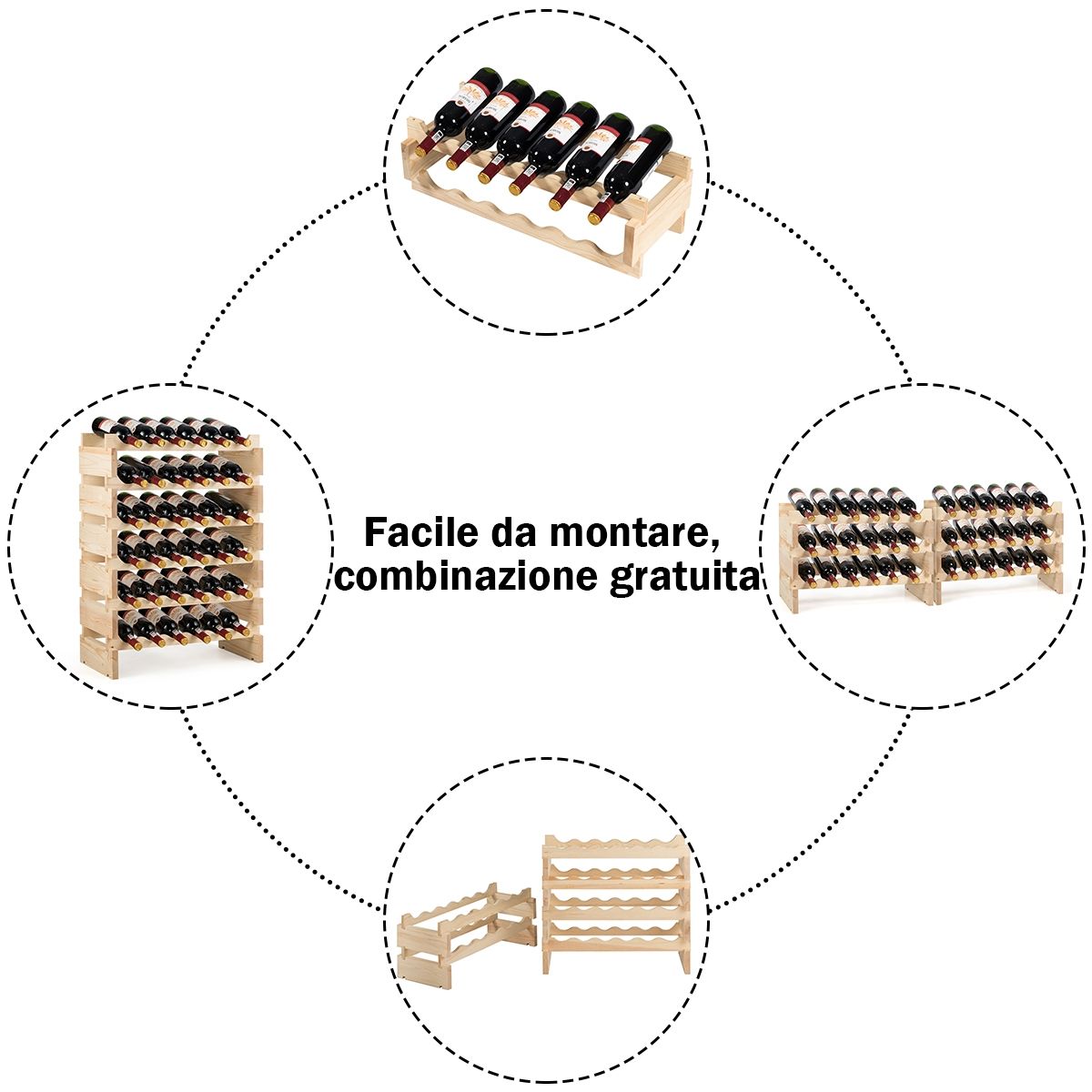 Porta bottiglie Vino, Porta Bottiglie, Porta Vino, Portabottiglie da Terra, Portabottiglie da Tavolo, Costway, 9