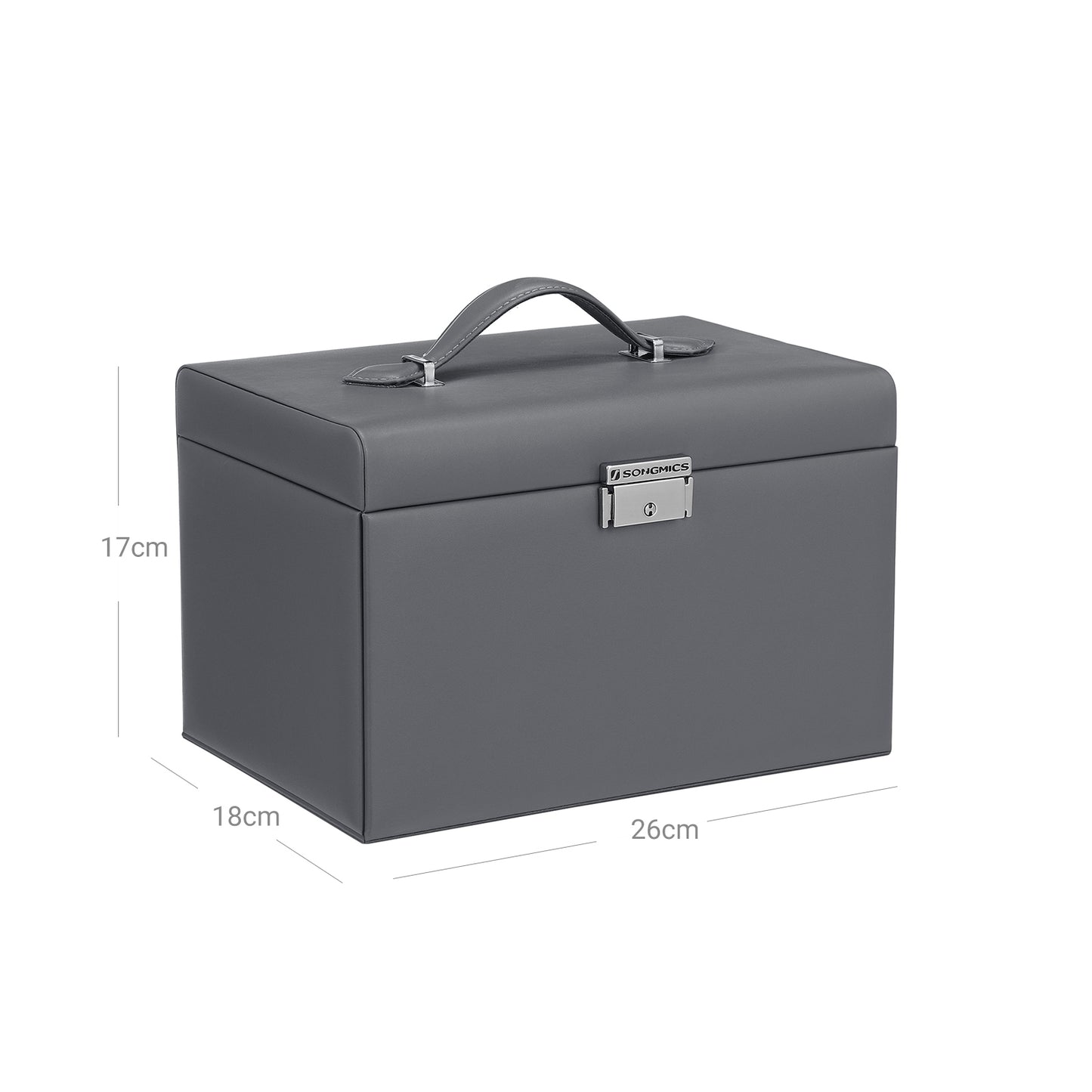 Portagioie, Porta gioielli, Portagioielli, Mini Box portatile da viaggio, Maniglia, Chiudibile a chiave, Songmics, 5