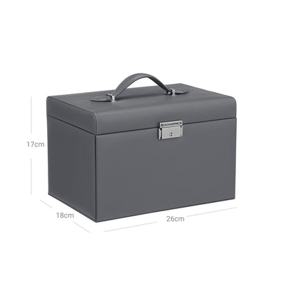 Portagioie, Porta gioielli, Portagioielli, Mini Box portatile da viaggio, Maniglia, Chiudibile a chiave, Songmics, 5