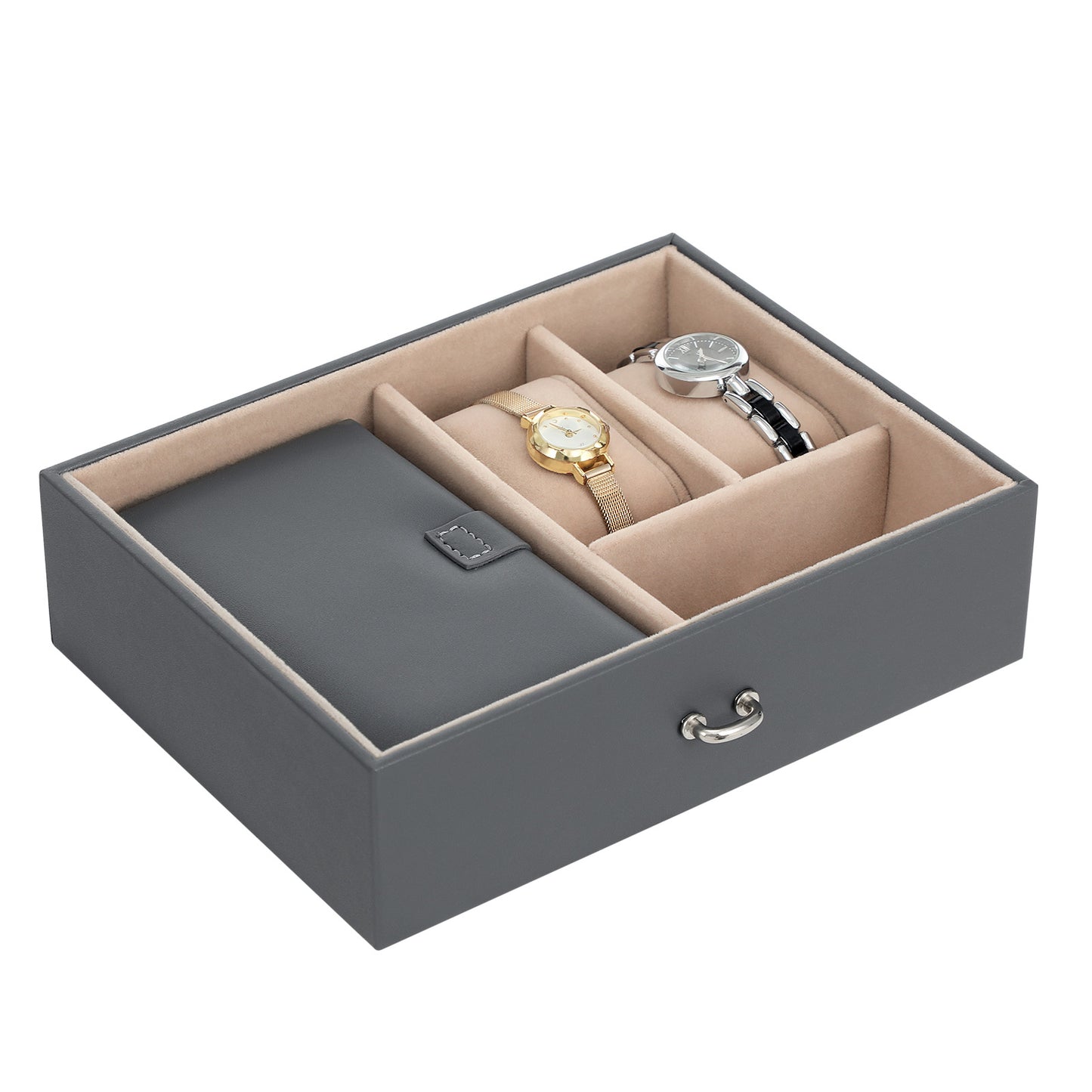 Portagioie, Porta gioielli, Portagioielli, Mini Box portatile da viaggio, Maniglia, Chiudibile a chiave, Songmics, 3