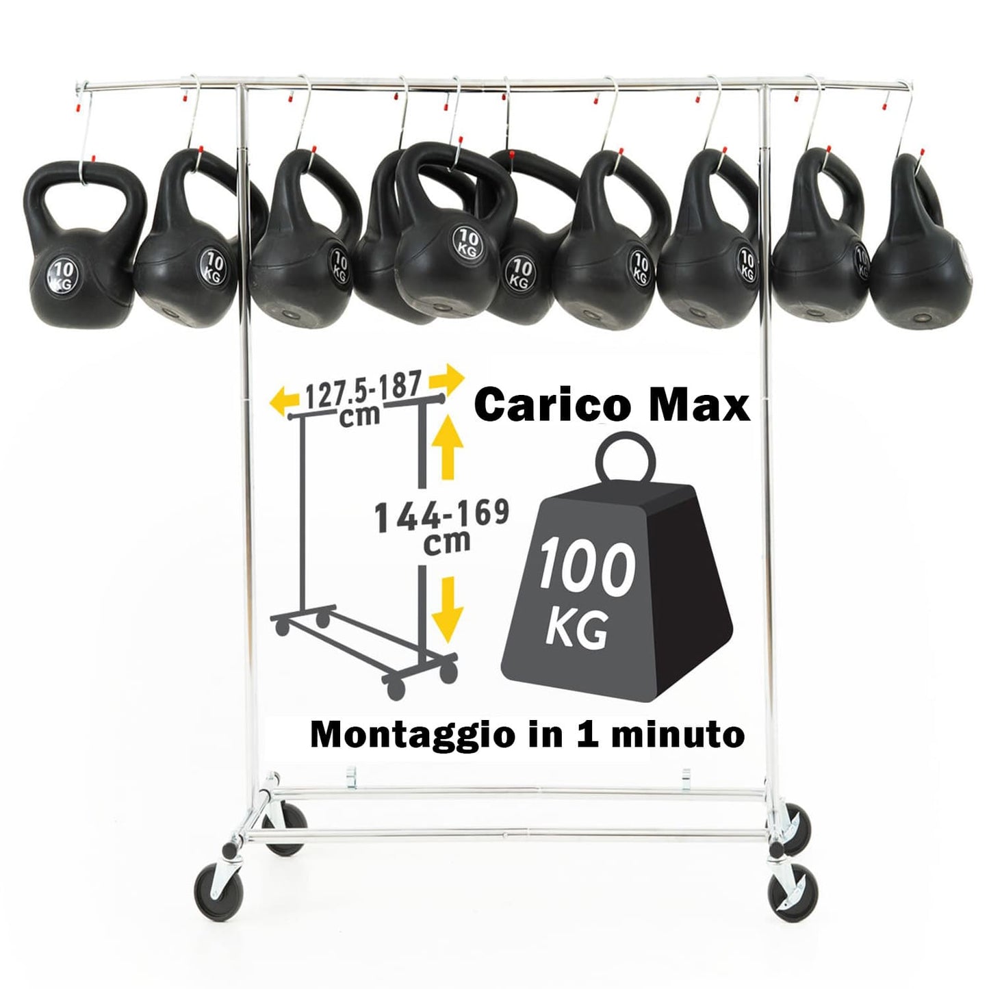 Rella Appendiabiti, Stender Appendiabiti, Appendiabiti con Ruote Professionale, Tatkraft Drogo, 9