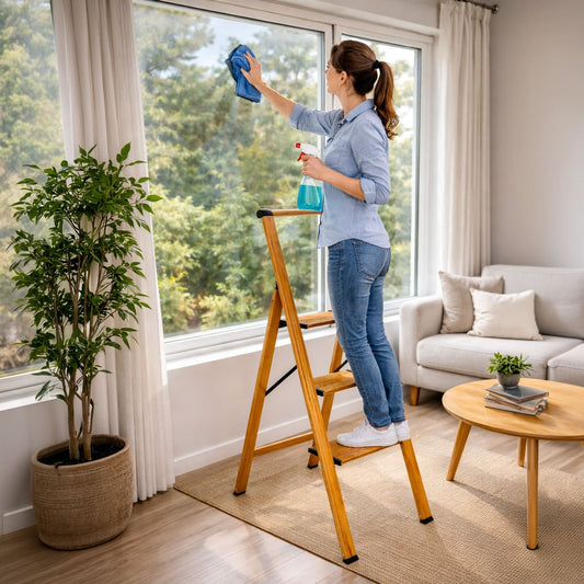 Scaletta Pieghevole a 3 Gradini Antiscivolo, Leggero e Robusto, Tatkraft Up, w