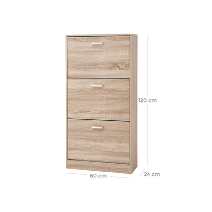 Scarpiera Salvaspazio, Scarpiera Armadio, 3 Piani Scaffale Portascarpe Cassettiera, Rovere, VASAGLE, 6
