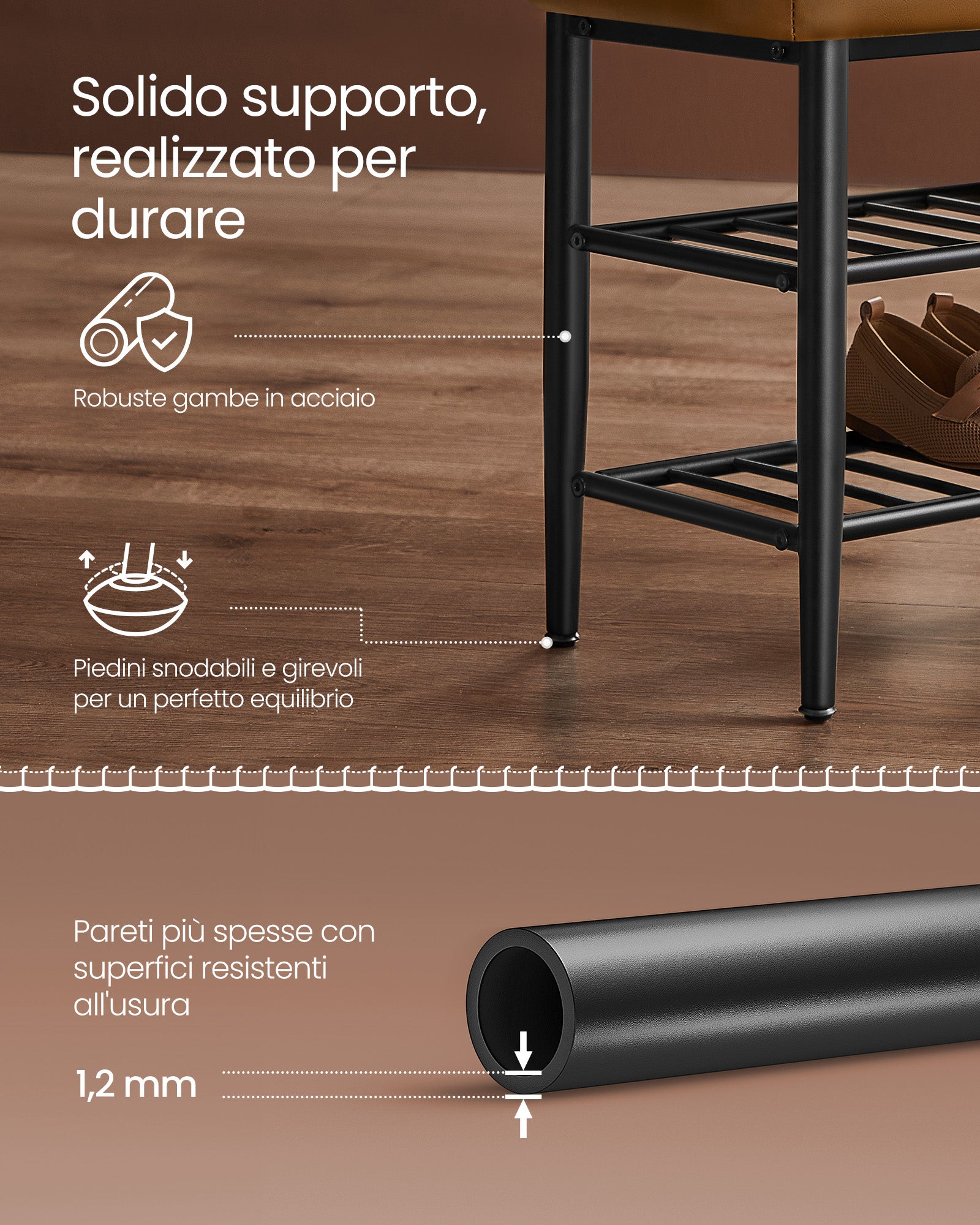 Scarpiera, Scarpiera salvaspazio, Scarpiera ingresso, Panca scarpiera, Rivestimento in PU, Vasagle, 4
