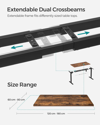 Scrivania Regolabile in Altezza, Scrivania Elettrica 60 x 120 x (73-114) cm, Marrone Vintage e Nero, SONGMICS, 7