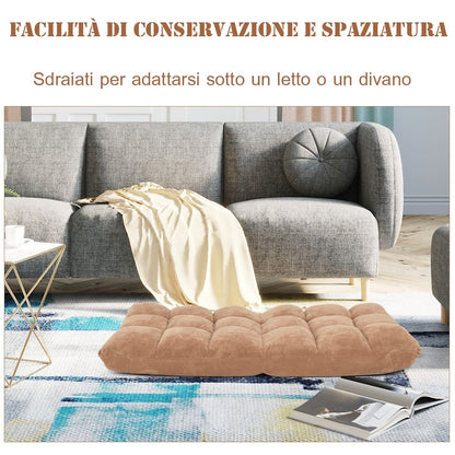 Sedia Imbottita da Pavimento, Poltrona da Terra regolabile, Sedia Reclinabile, Sedia da Terra, Beige, Costway, 6