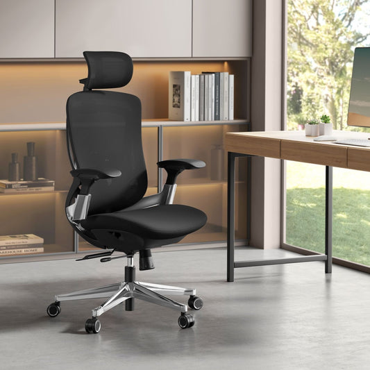 Sedia da ufficio, Sedia da ufficio ergonomica, regolabile, reclinabile, 150 kg, Sedia gaming, Nero inchiostro, Songmics