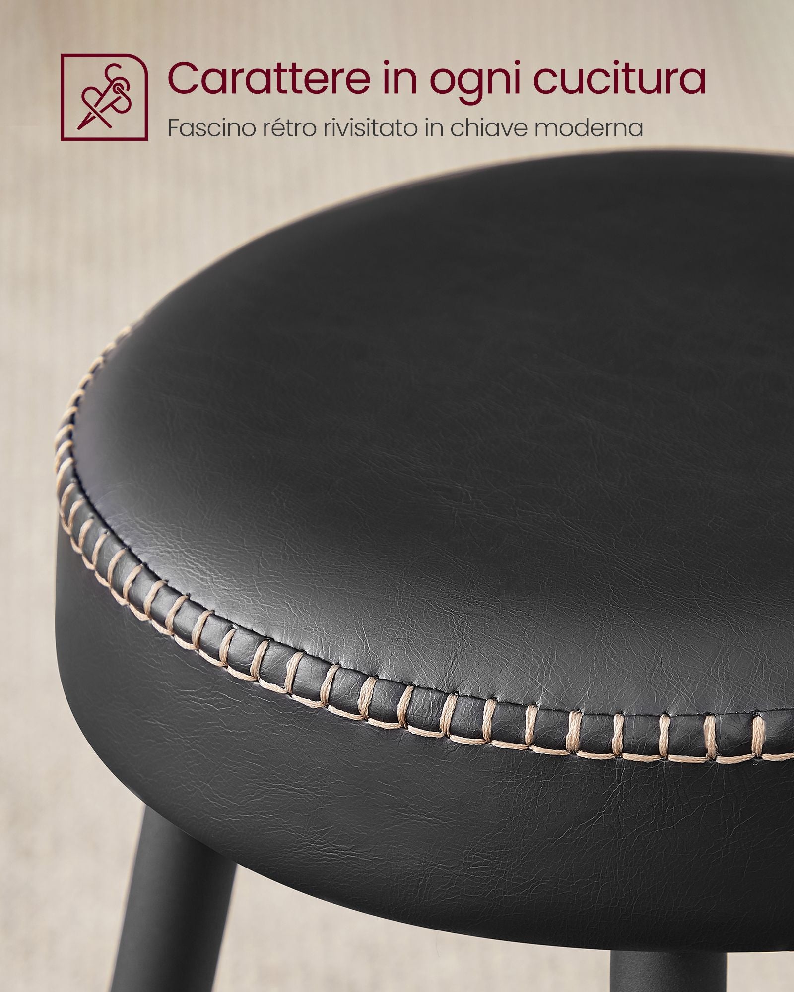 Sedie cucina, Sgabelli cucina, Sedie da bar, Set da 2 sgabelli alti da bar, PU con cucitura, Moderno, Sgabelli, 5