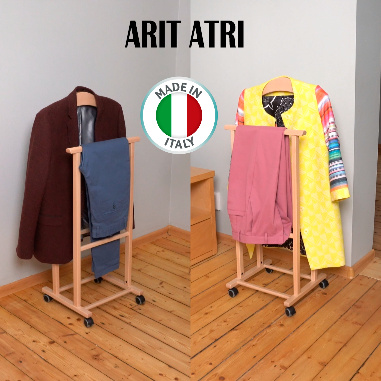 Servo Muto, su Ruote, Legno di Faggio, Servo Muto Moderno, per Uomo e Donna, ARIT ATRI, 3