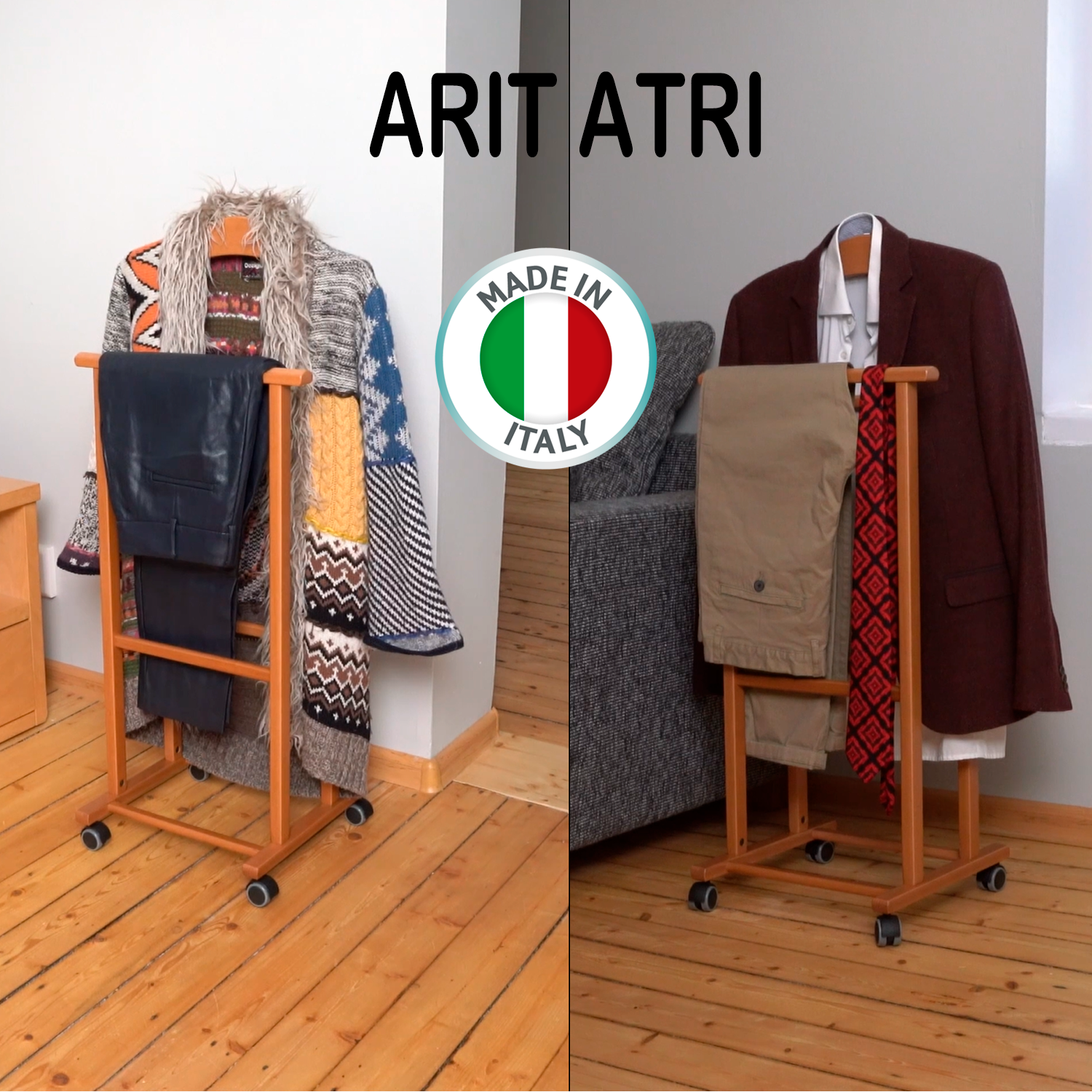 Servo Muto, su Ruote, Legno di Faggio, Servo Muto Moderno, per Uomo e Donna, ARIT ATRI, 8