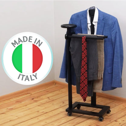 Servomuto, Indossatore, Composto da 1 gruccia, 3 portapantaloni e ripiano portaoggetti - Colore nero, ARIT ANTIMO, 5