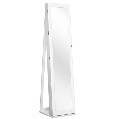 Specchio portagioie, Armadio portagioie  2 in 1 con 30 ganci per collane, Armadietto Portagioie, Bianco, Costway, 2