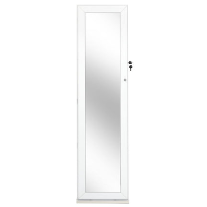 Specchio portagioie, Armadio portagioie  2 in 1 con 30 ganci per collane, Armadietto Portagioie, Bianco, Costway, 6