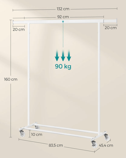 Stand Appendiabiti, Rella Appendiabiti, Attaccapanni Estensibile per Carichi Pesanti, Bianco Classico, SONGMICS, 2