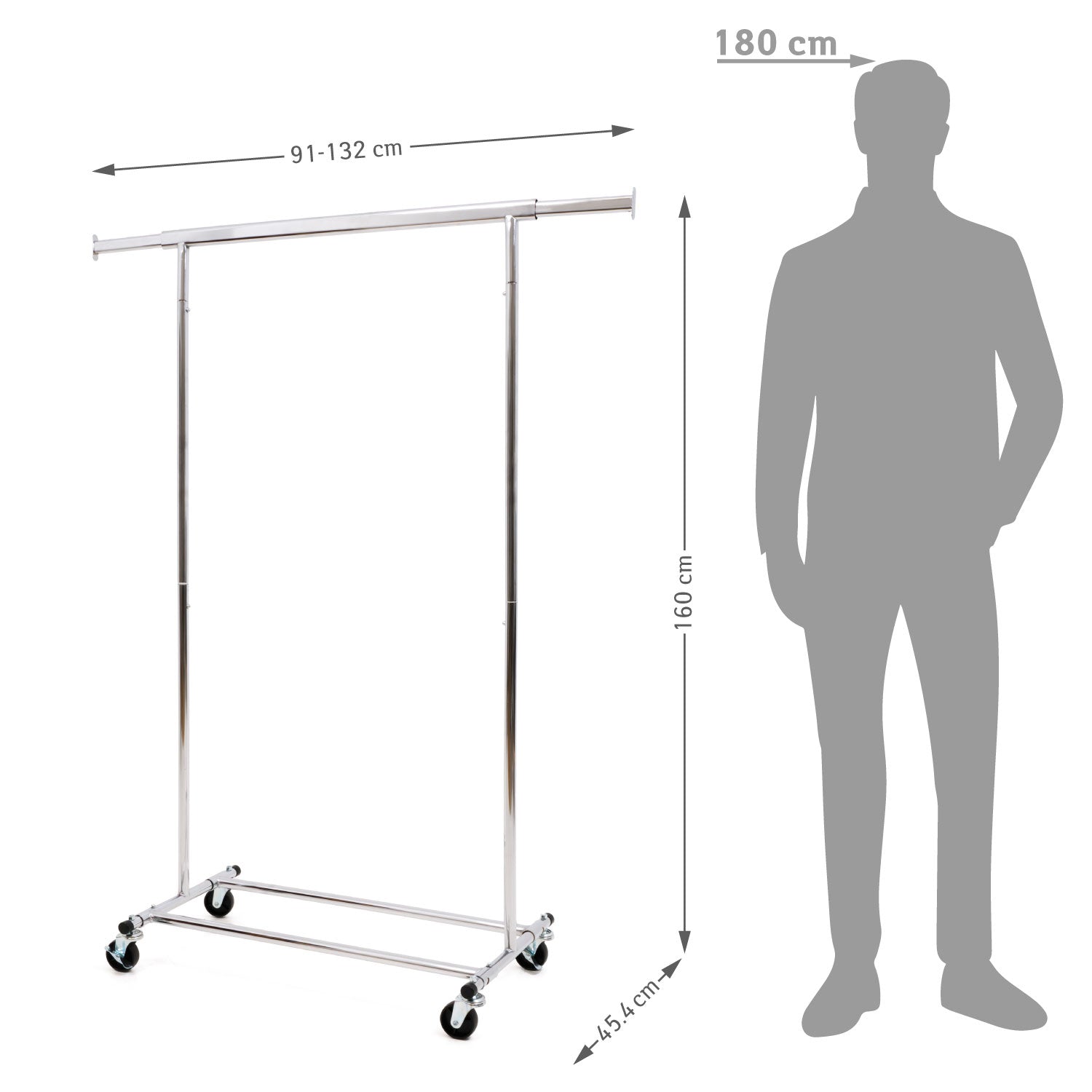 Stand Appendiabiti, Rella Appendiabiti, Appendiabiti con Ruote, Appendiabiti Robusto, Portata Max 90 kg, Tatkraft Danko, 11