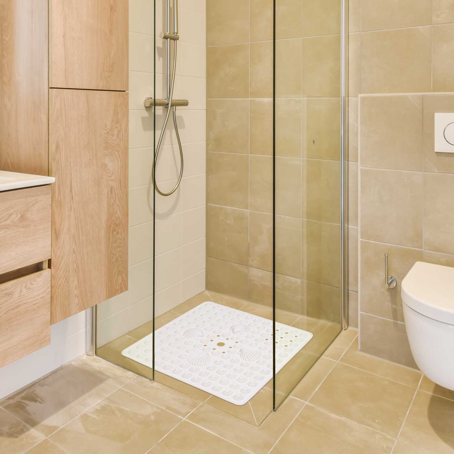 1 pz (40x60 cm, beige) Tappetino doccia antiscivolo con fori di drenaggio, asciugatura rapida e 1 pz (40x60 cm, beige) Tappetino doccia antiscivolo con fori di drenaggio, asciugatura rapida e