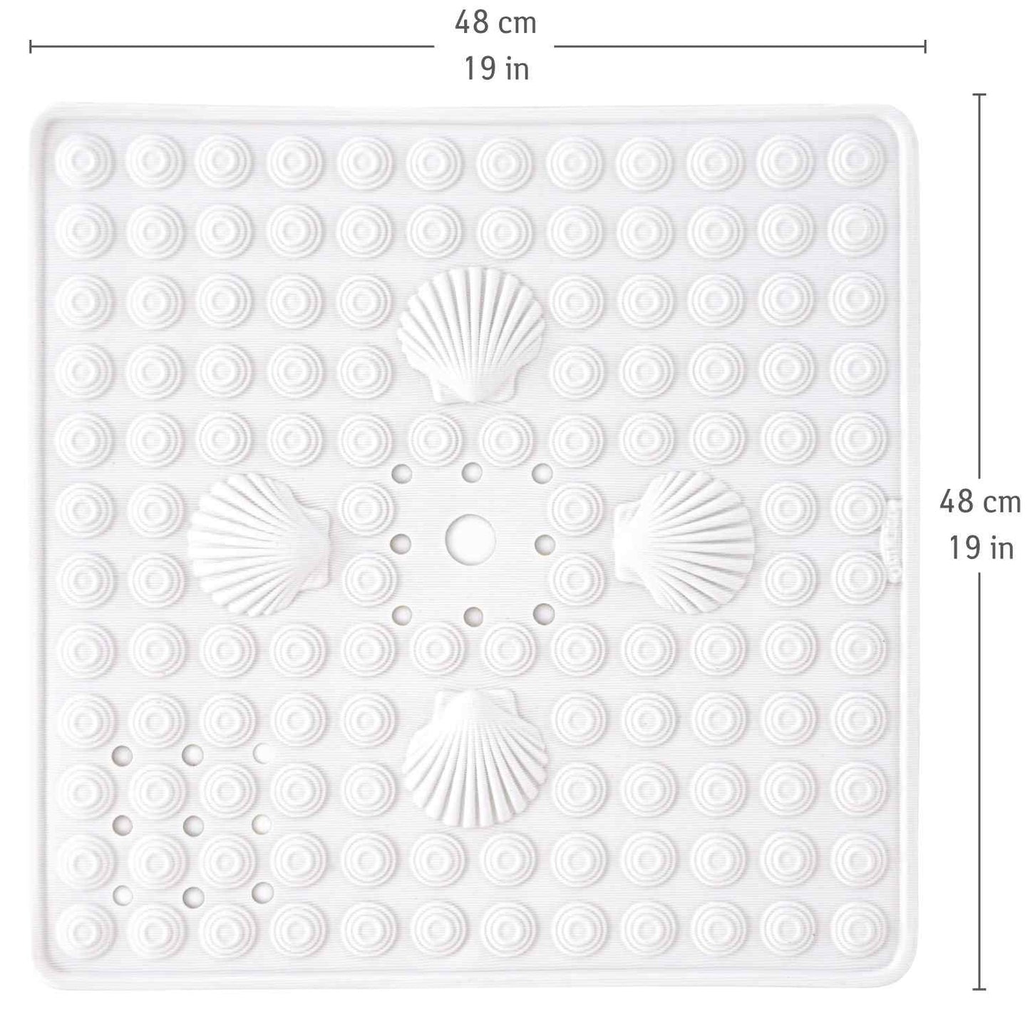 Tappeto antiscivolo per doccia, 48x48 cm, resistente alla muffa, lavabile in lavatrice, bianco, Tatkraft Shell, 5