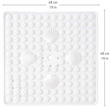 Tappeto antiscivolo per doccia, 48x48 cm, resistente alla muffa, lavabile in lavatrice, bianco, Tatkraft Shell, 5