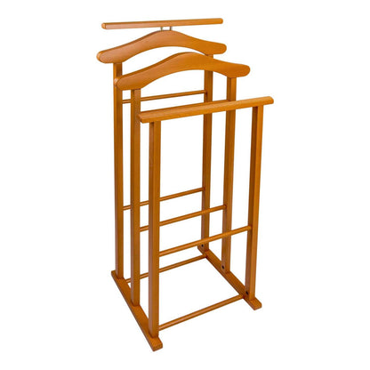 Servomuto, Made in Italy, Indossatore da Camera, 2 gruccie e 2 portapantaloni, Faggio massiccio, Ciliegio, Tatkraft Duke, 3