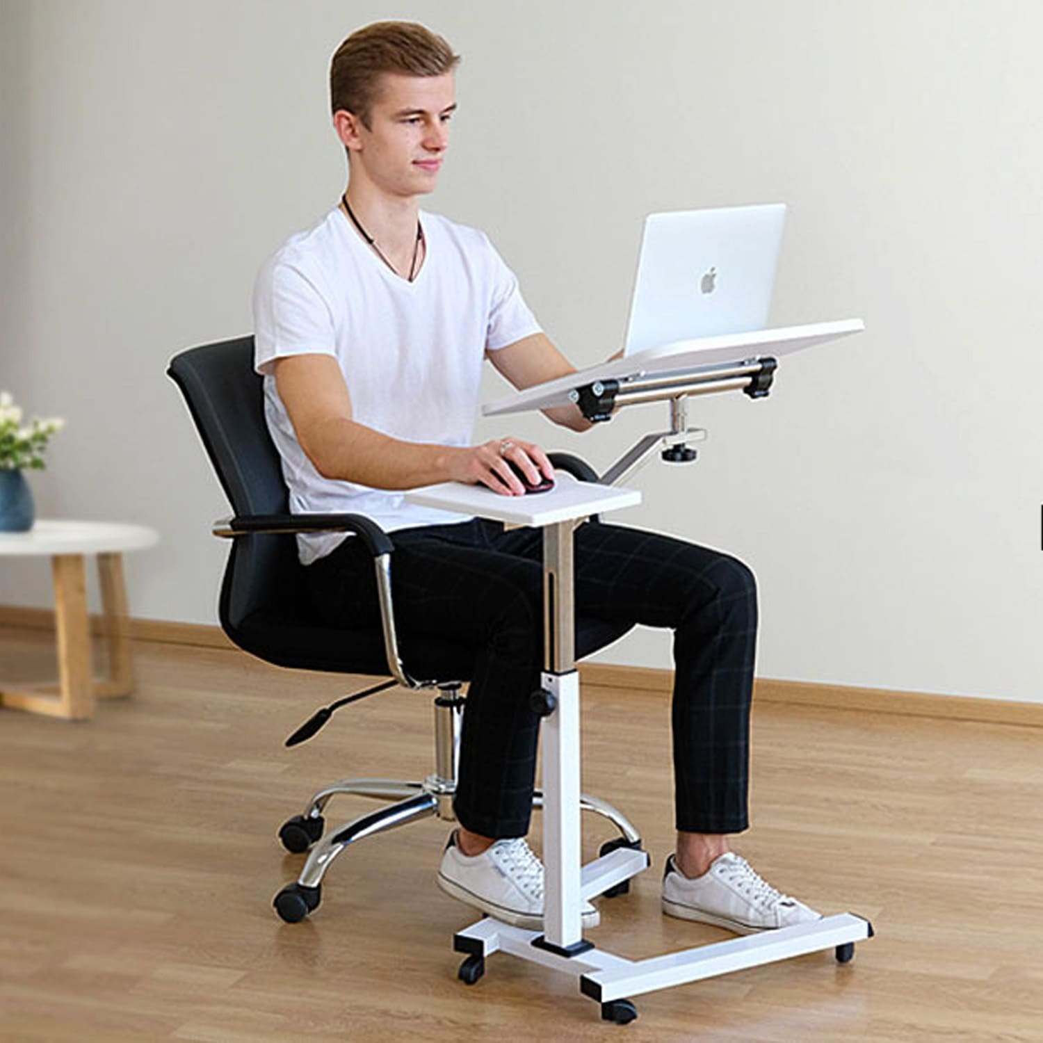 Tavolino Regolabile per Laptop, Tavolino da Letto, Tavolino per Divano, con Supporto per Mouse, con Ruote, Tatkraft Like, 15