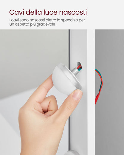 Toeletta trucco, Toeletta, Tavolo da trucco, Grande specchio, Luce LED, 2 Cassetti, 3 Scomparti, Vasagle, 4