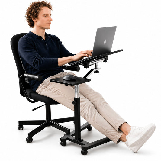 Tavolo porta PC, Regolabile in Altezza, con piattaforma per mouse, su Ruote, Tavolo per PC, Nero, Tatkraft Joy