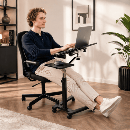 Tavolo porta PC, Regolabile in Altezza, con piattaforma per mouse, su Ruote, Tavolo per PC, Nero, Tatkraft Joy, 9