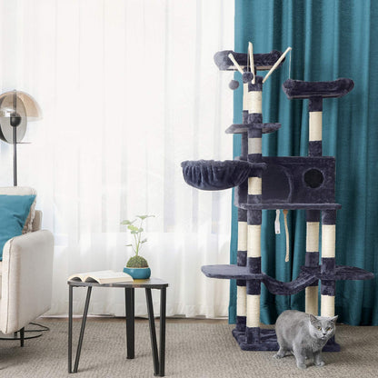 Tiragraffi per gatti,  Tiragraffi gatto, XXL Posatoio, 164 cm, Tiragraffi, grigio fumo, Feandrea, 2