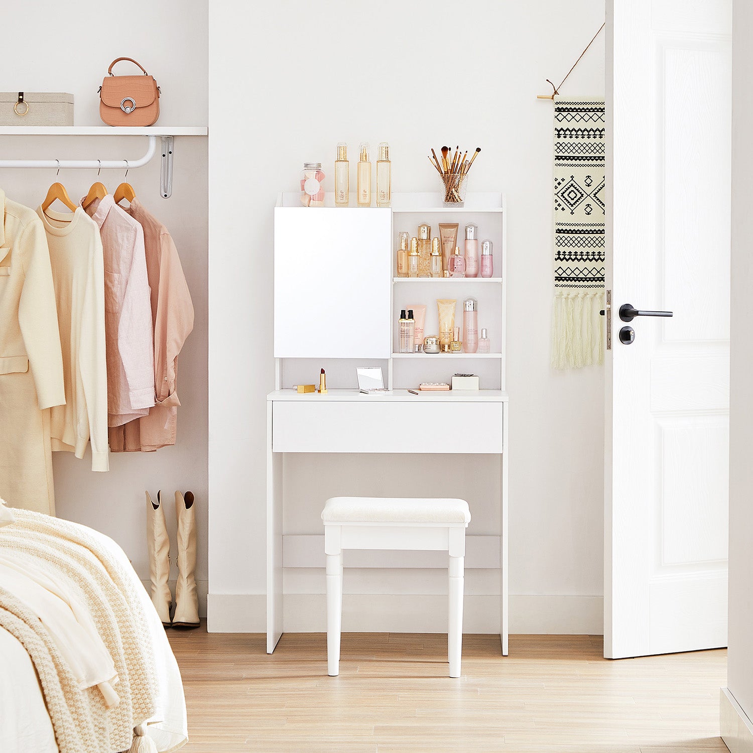 Toilette Trucco Specchio Hemnes Bianco Ikea Specchiera Sgabello